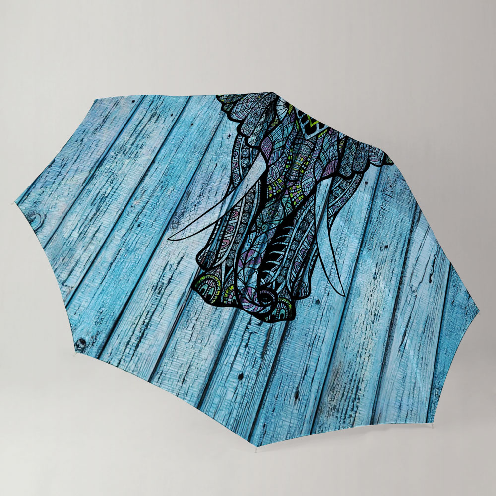 Blue Mandala Elephant Umbrella