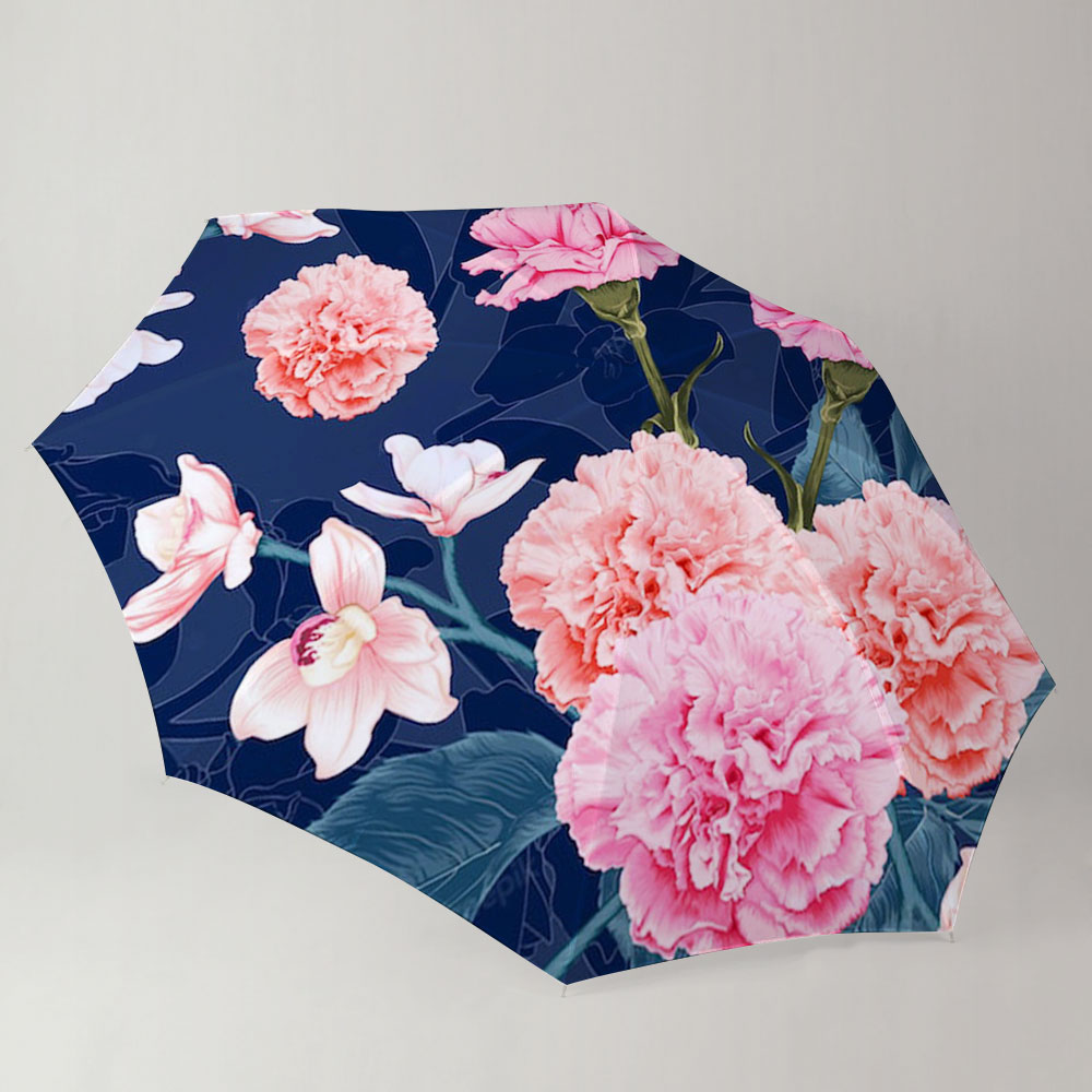 Blue Pink Carnations Umbrella