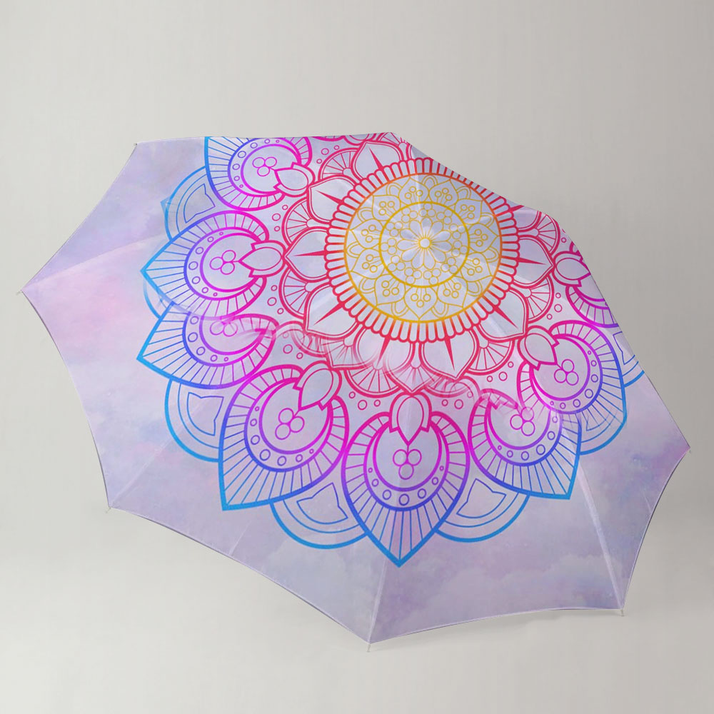 Blue and White Mandala Umbrella
