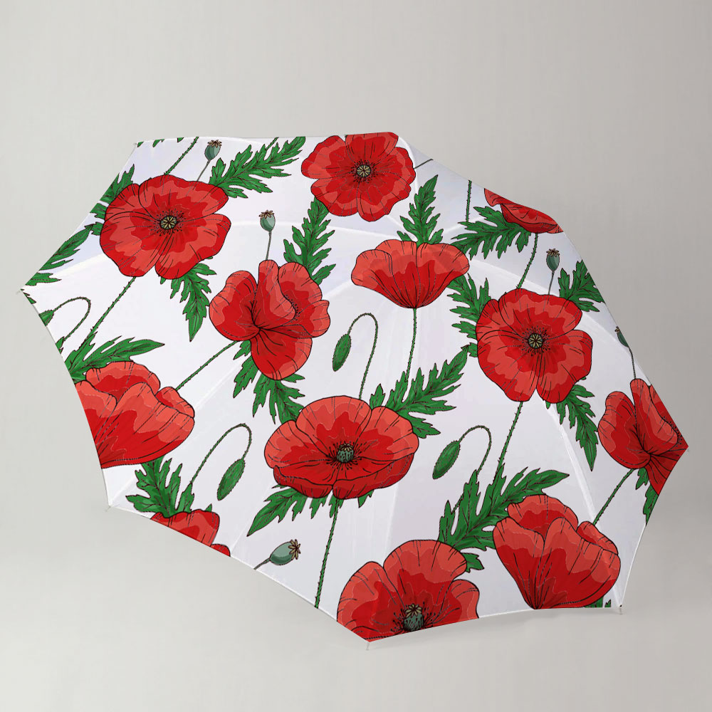 Red Poppies Flower Umbrella