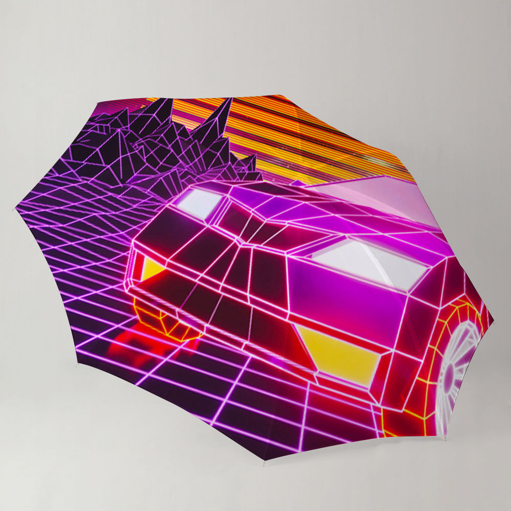 Retro Car In The Sunset Umbrella