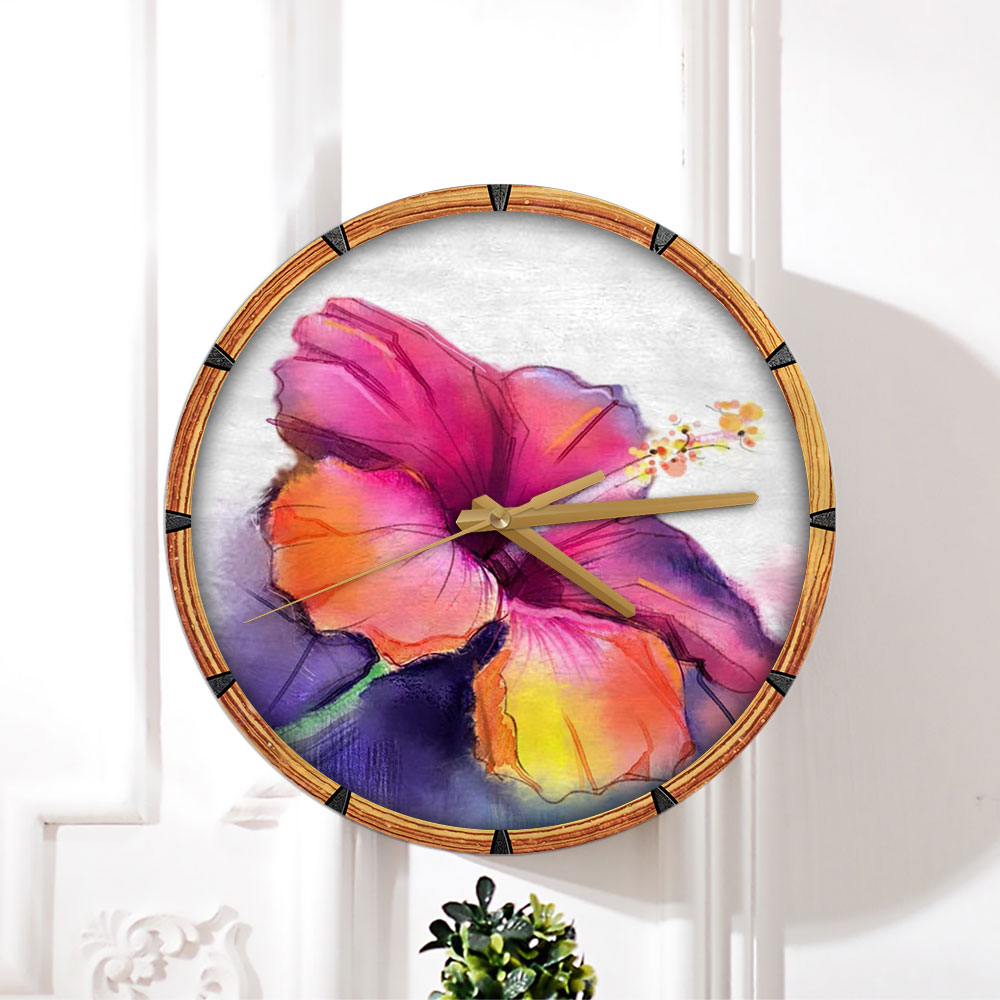 Abstract Colorful Hibiscus Wall Clock