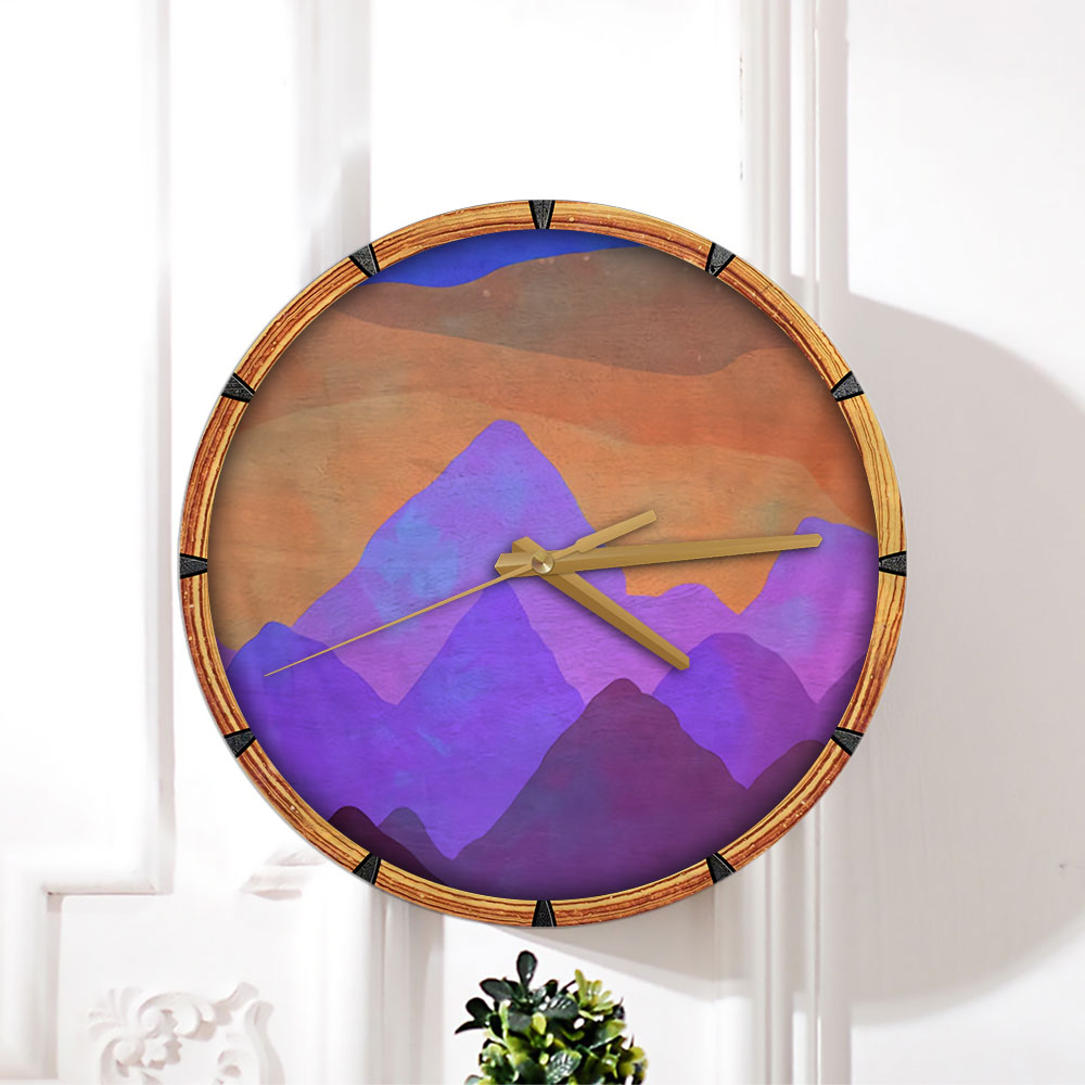 Abstract Mountain Sunset Wall Clock