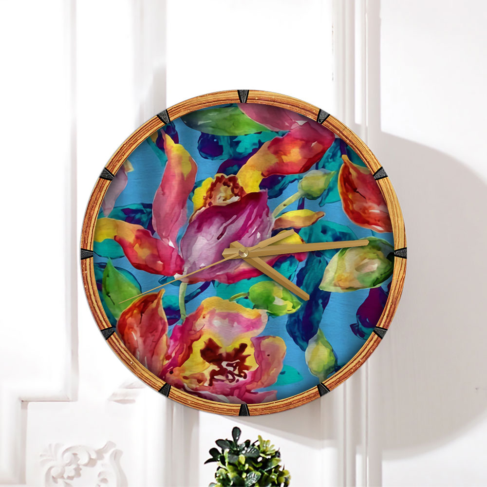 Abstract Orchid Wall Clock