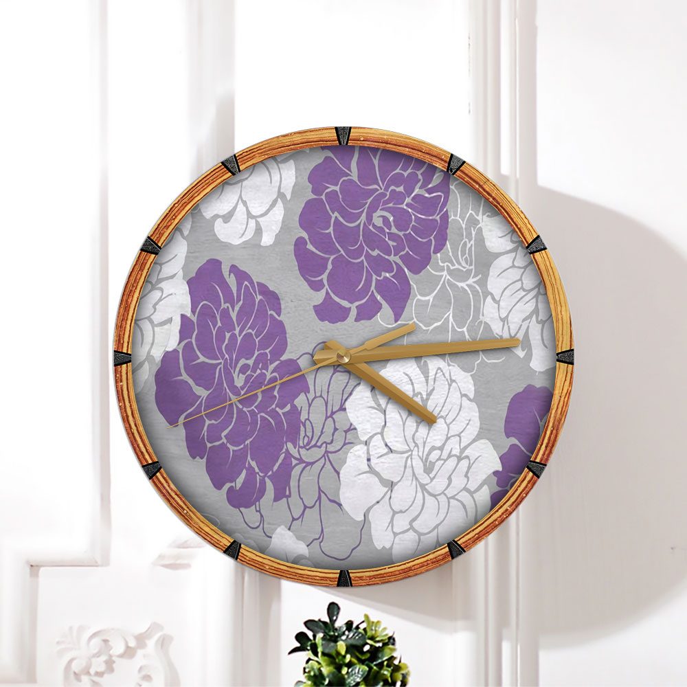 Abstract Purple Peony Wall Clock