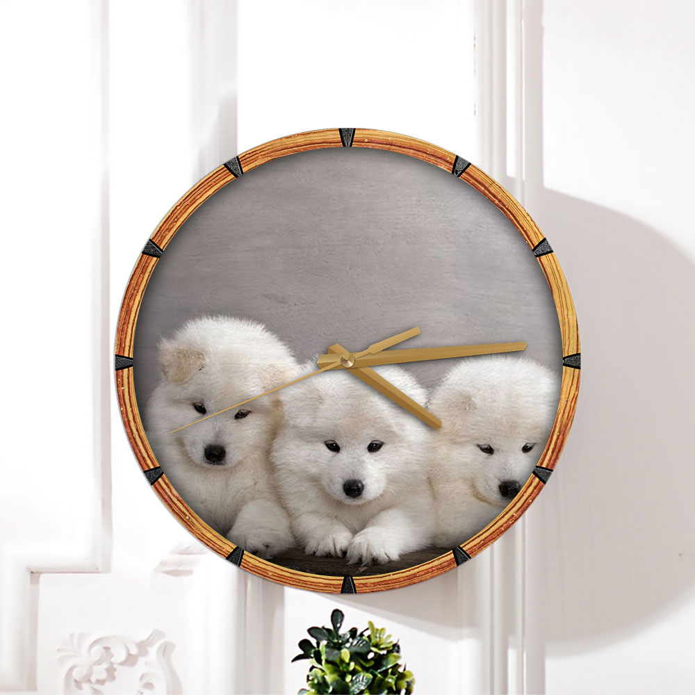 Baby White Dog Wall Clock