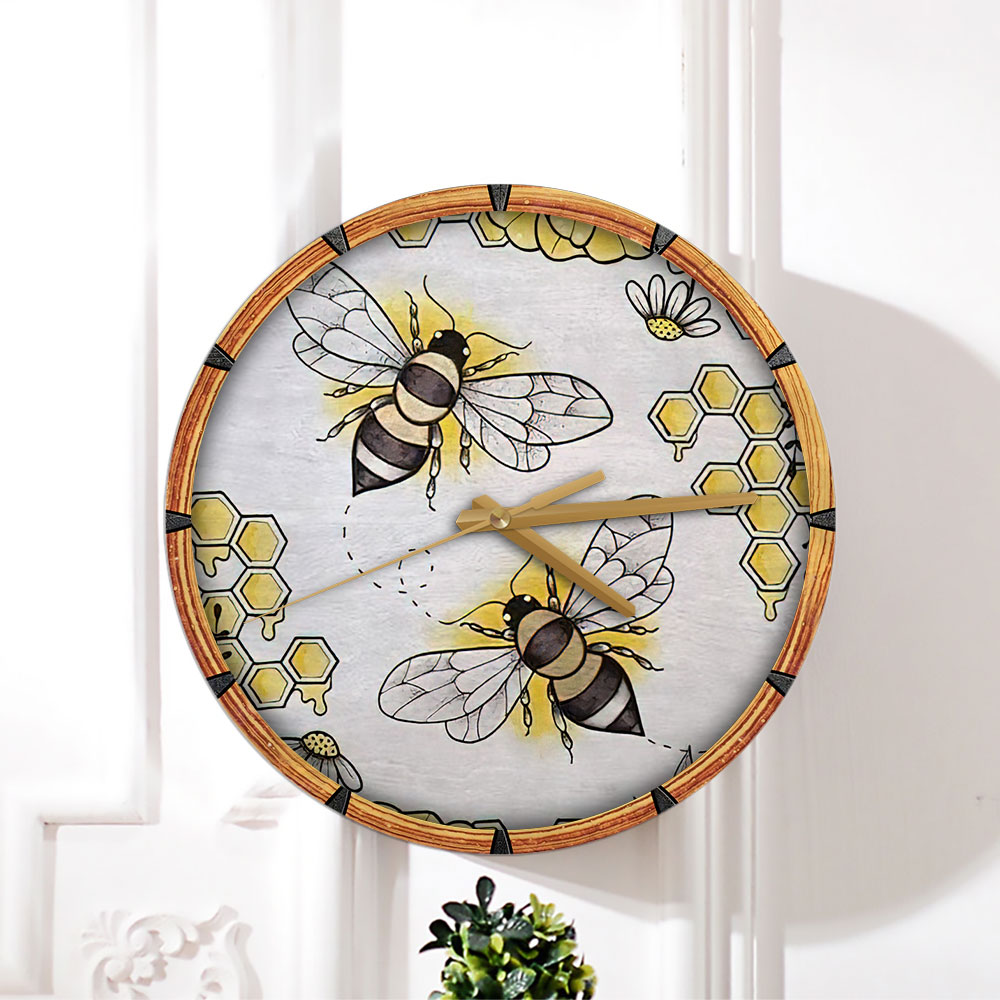 Bee With Flower Wall Clock