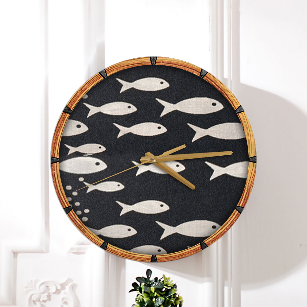 Black And White Fish Wall Clock