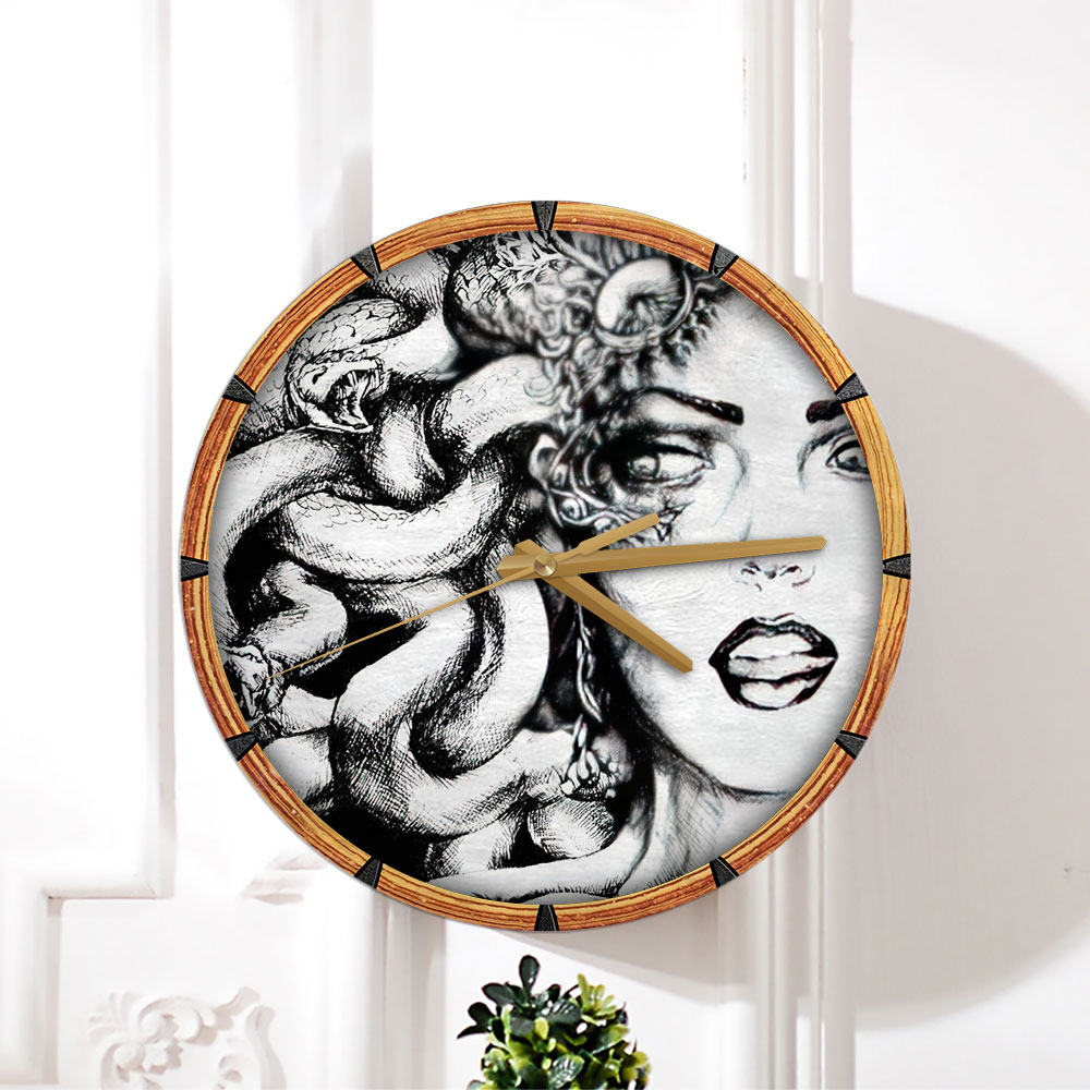 Black And White Medusa Wall Clock
