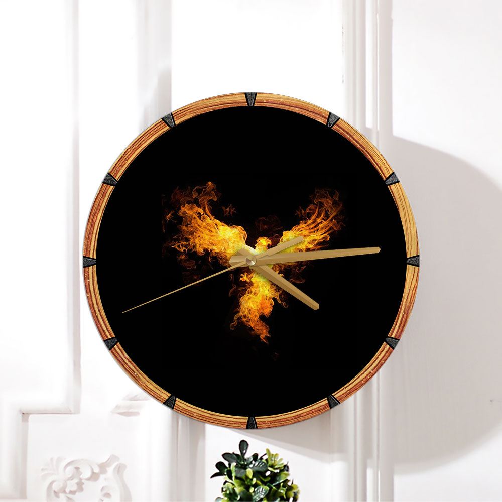 Black Fire Phoenix Wall Clock