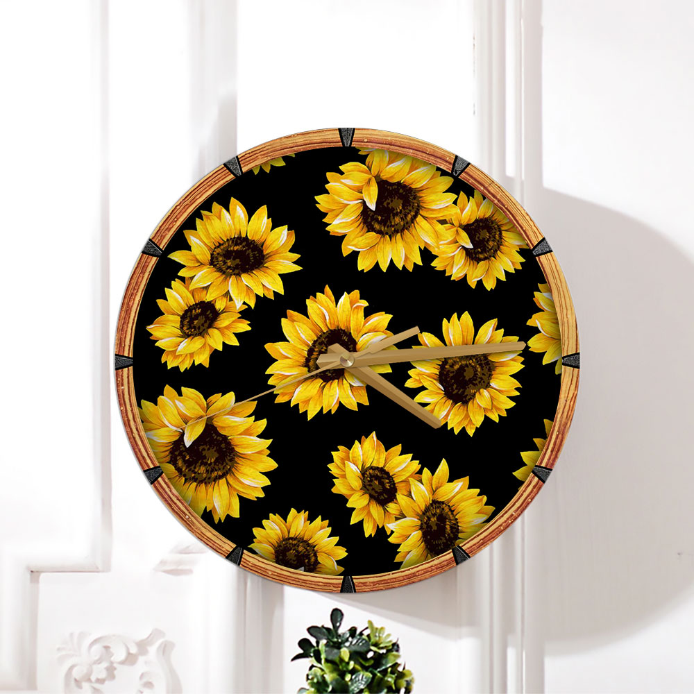 Black Sunflower Wall Clock
