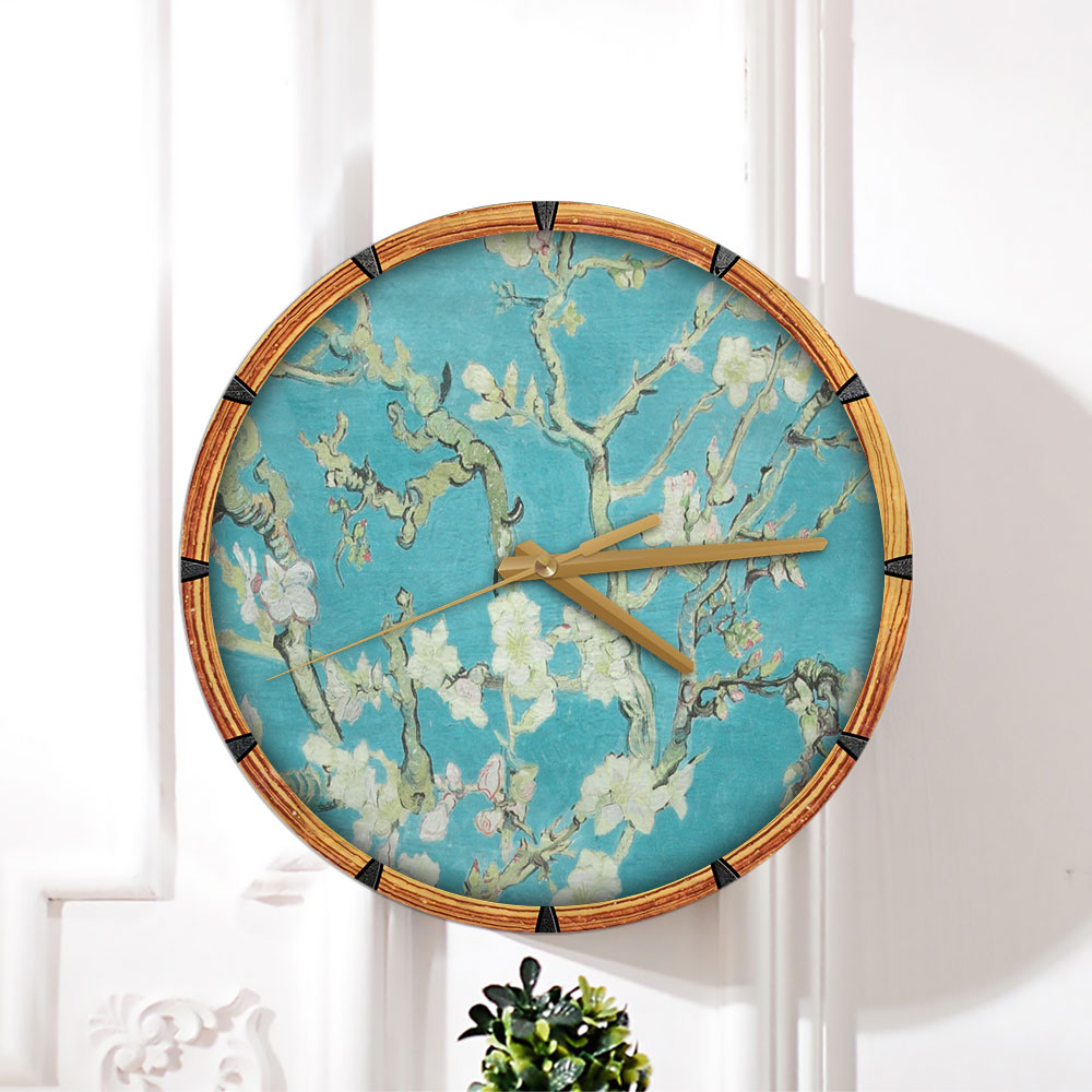 Blue Blossom Wall Clock