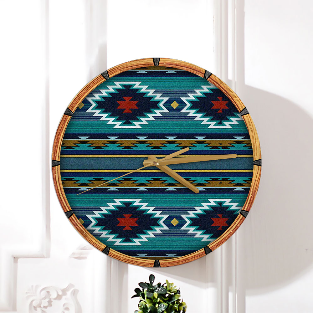 Blue Native American Wall Clock