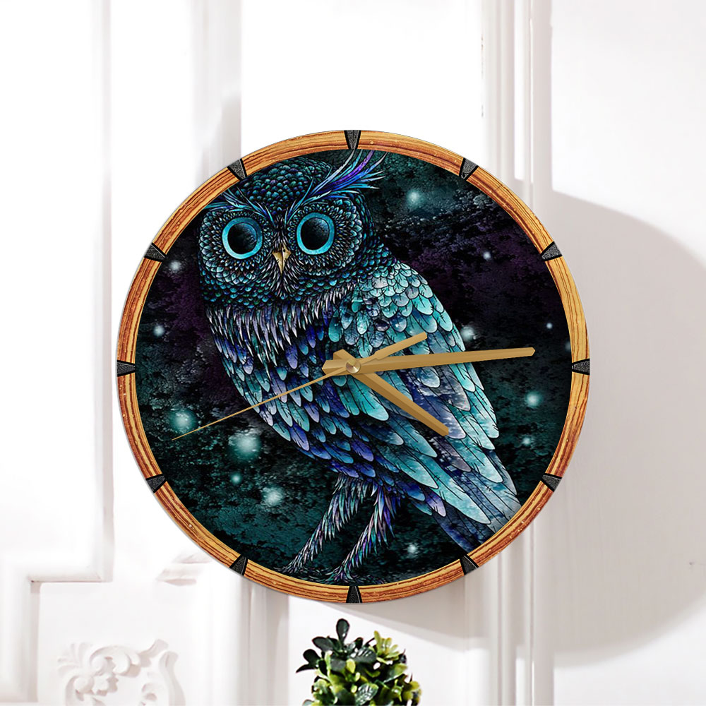 Blue Owl Wall Clock