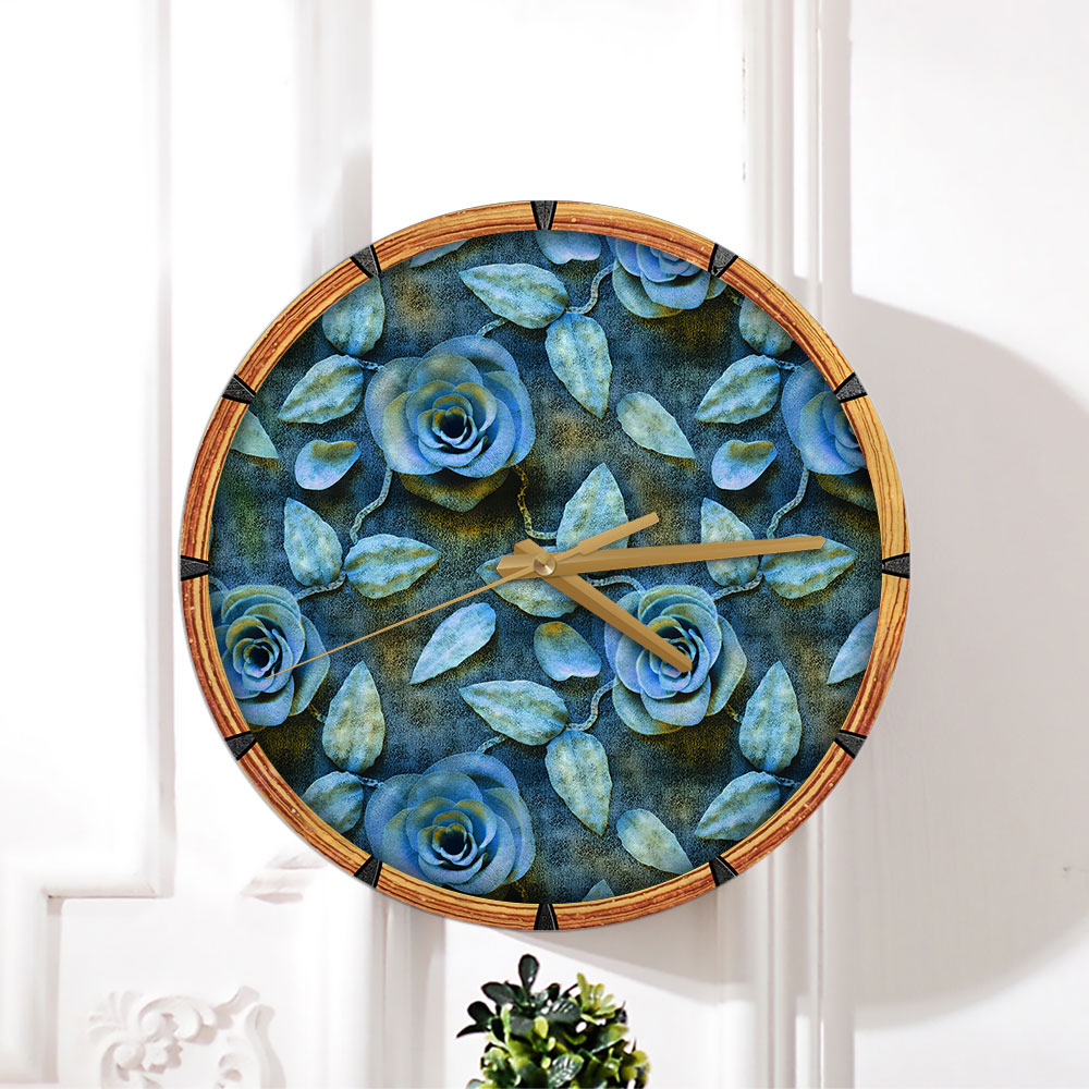 Blue Rose Wall Clock