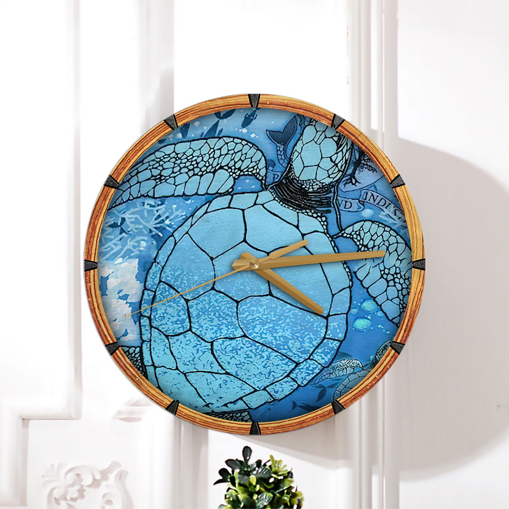 Blue Sea Turtle Wall Clock
