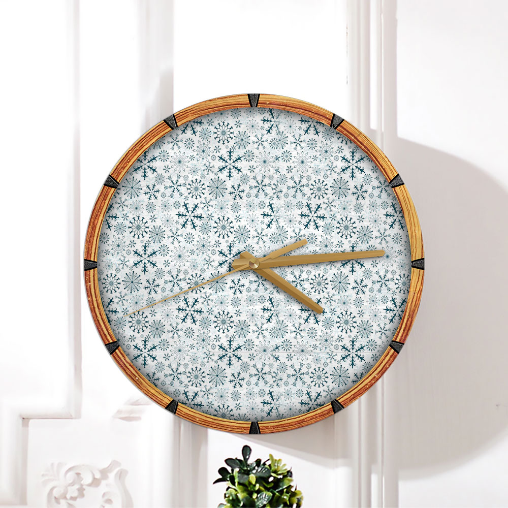 Blue Snowflakes Winter Wall Clock