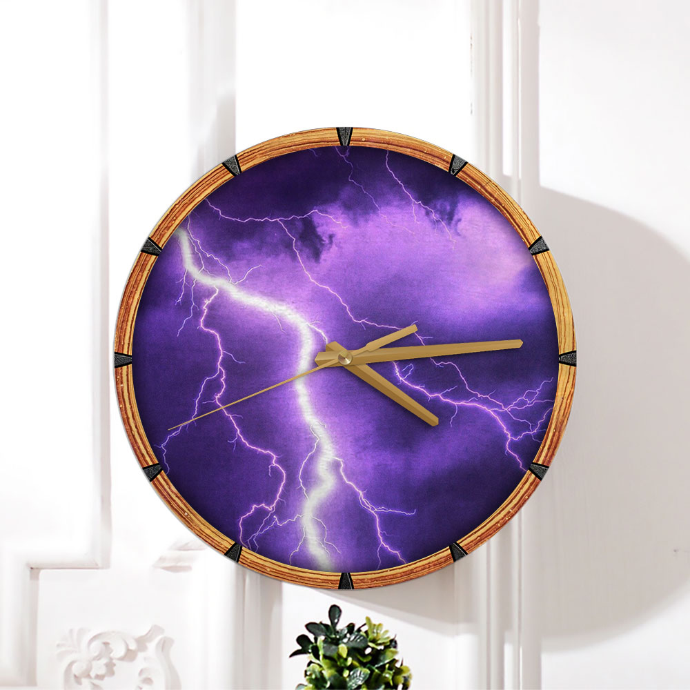Purple Lightning Wall Clock