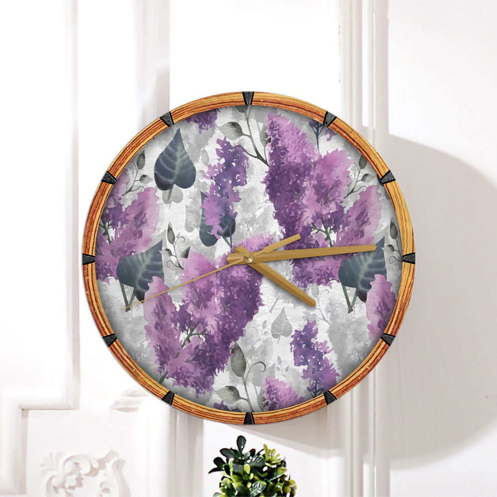 Purple Lilac Wall Clock