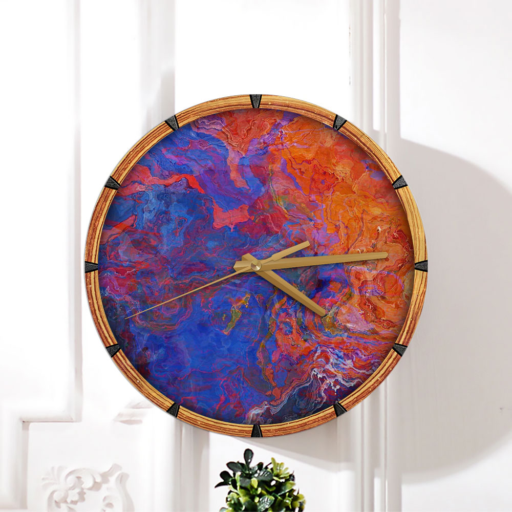 Red And Blue Abstract Wall Clock