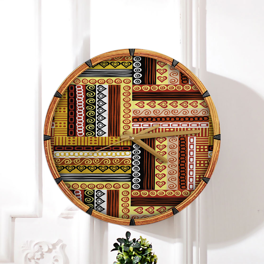 Traditional African Oriental Motifs Wall Clock