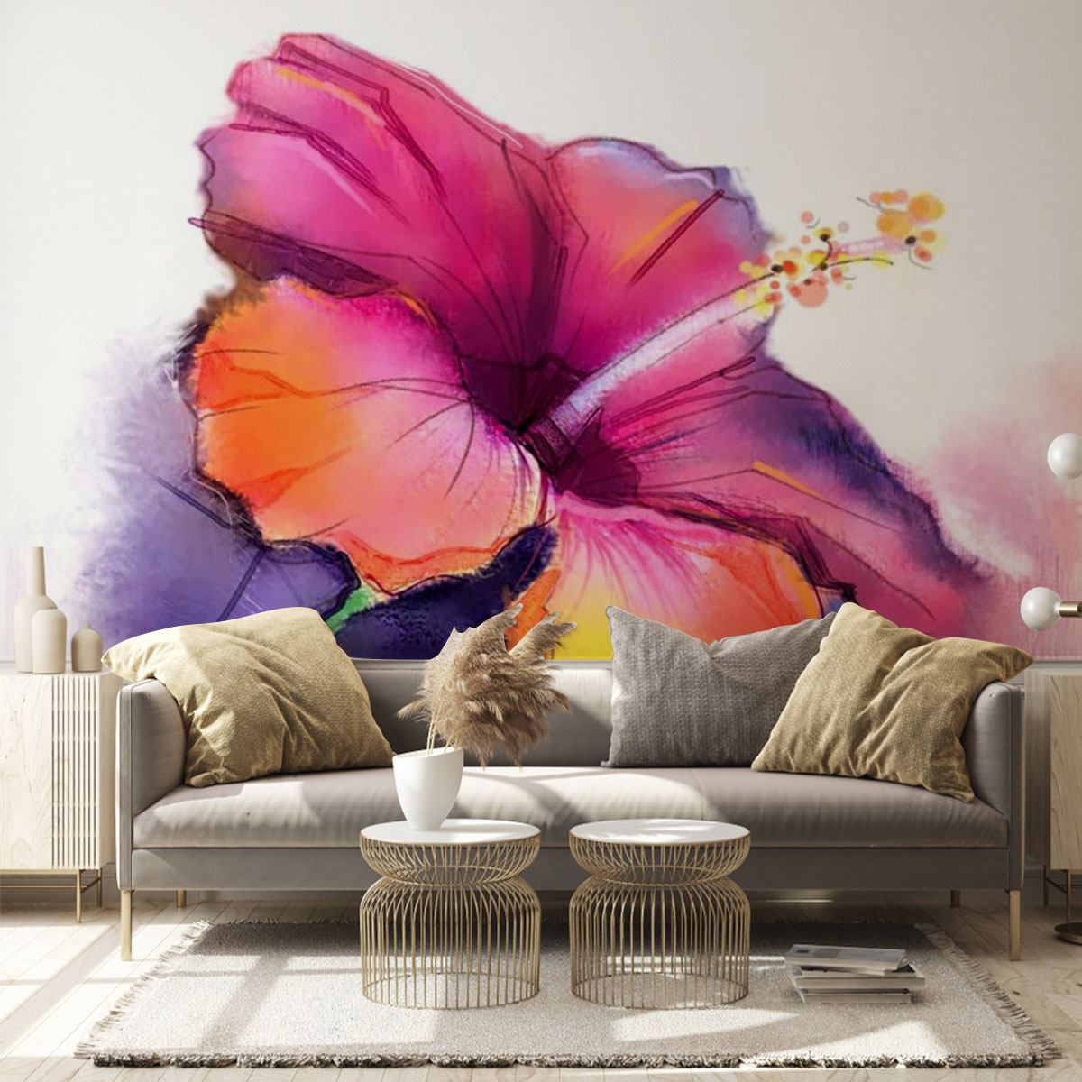 Abstract Colorful Hibiscus Wall Mural