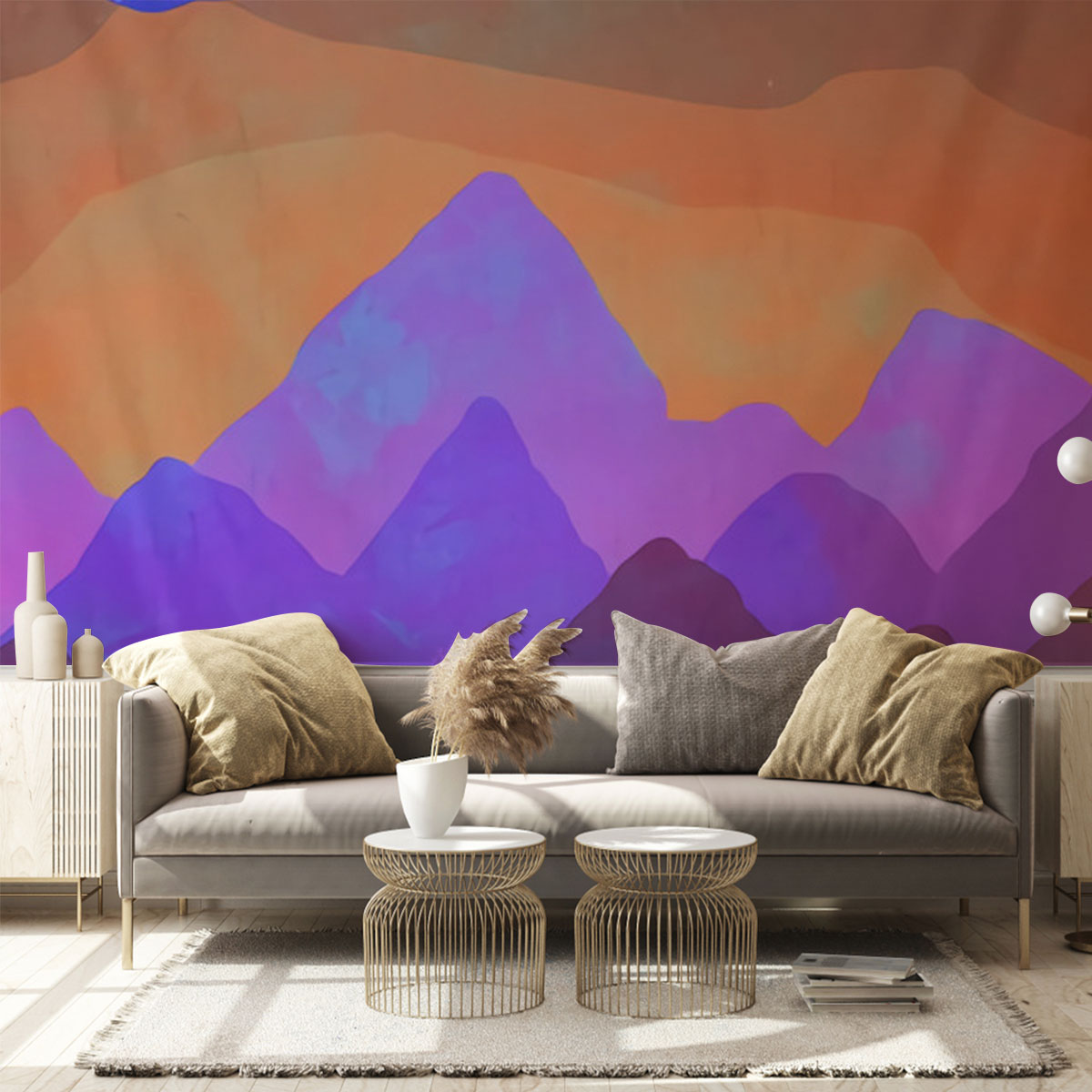 Abstract Mountain Sunset Wall Mural