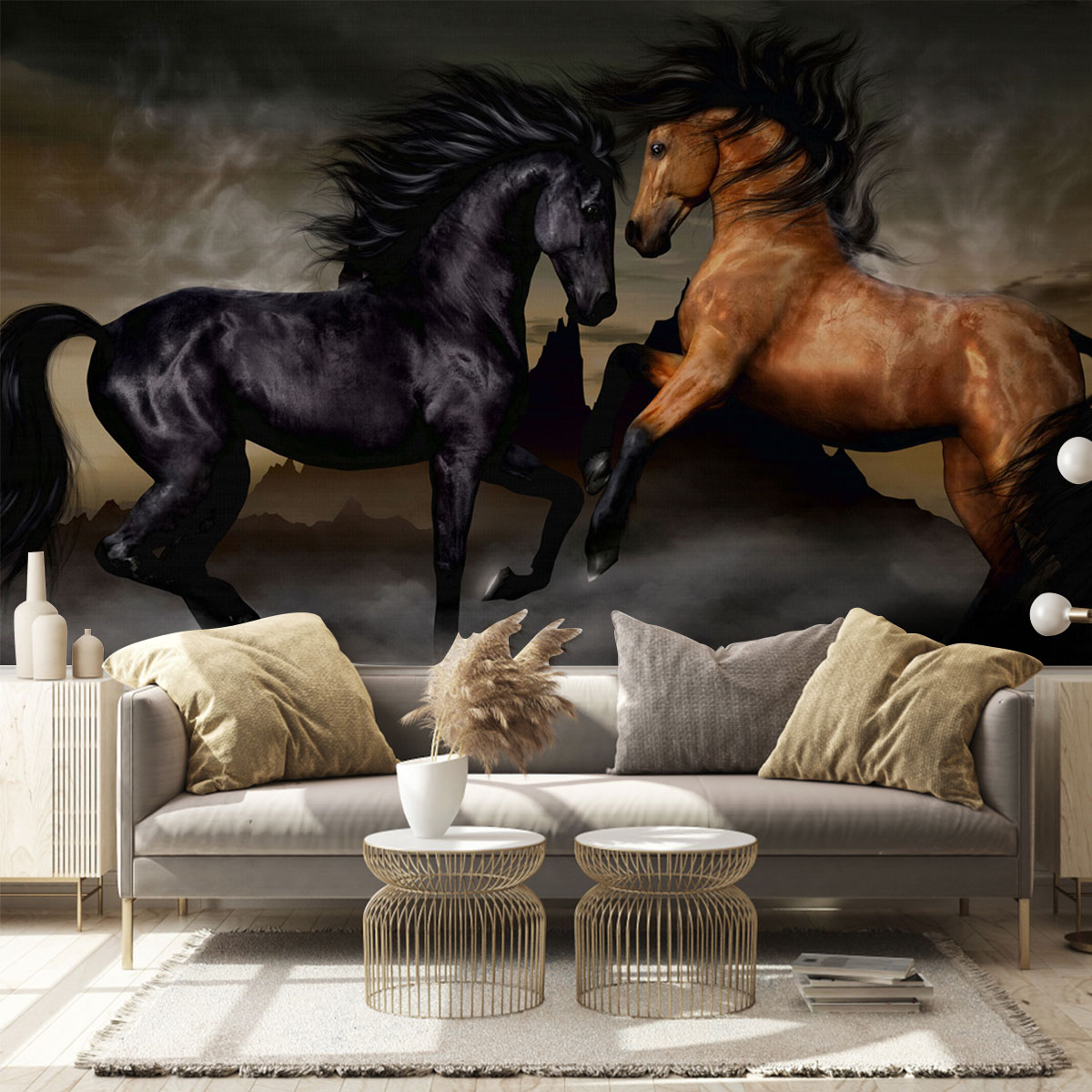 Black And Brown Horse Wall Mural