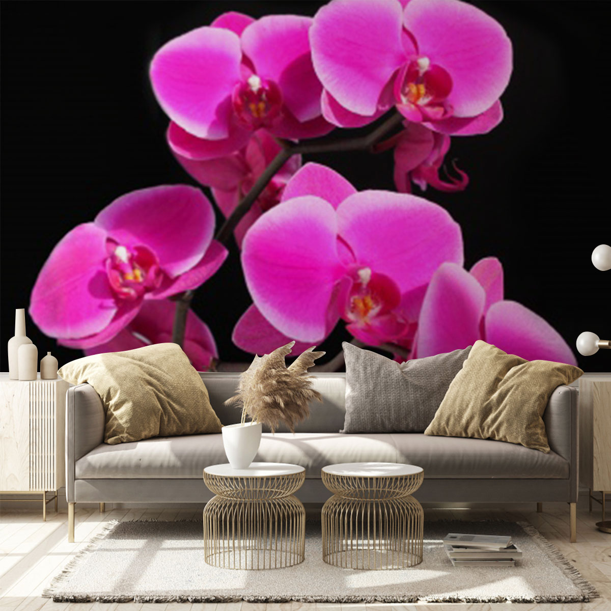 Black And Pink Orchidd Wall Mural