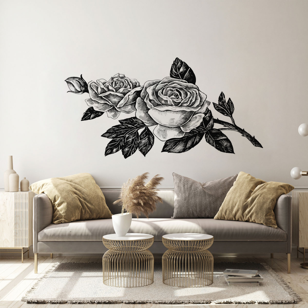 Black And White Rose Wall Mural