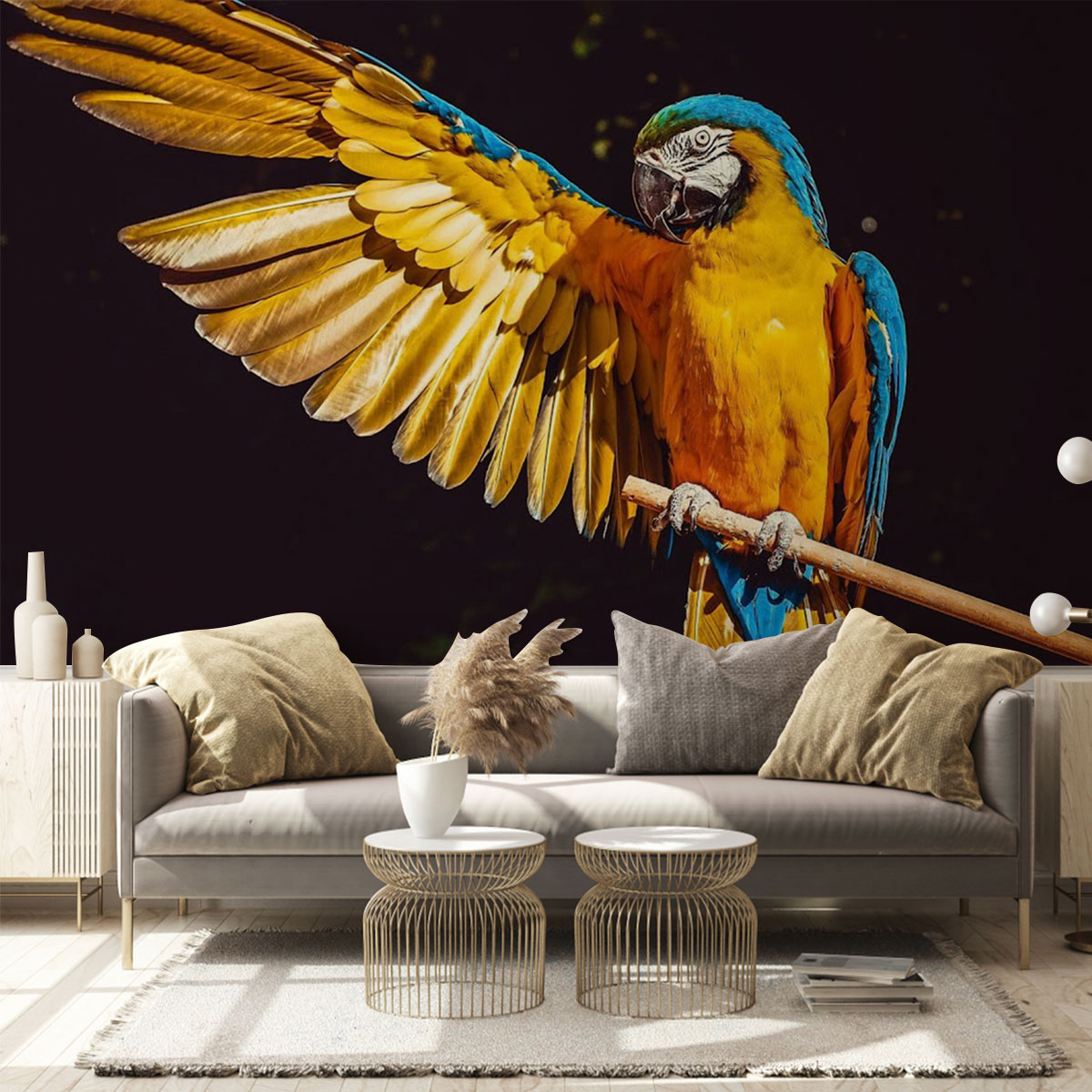 Black And Yellow Parrot Wall Mural