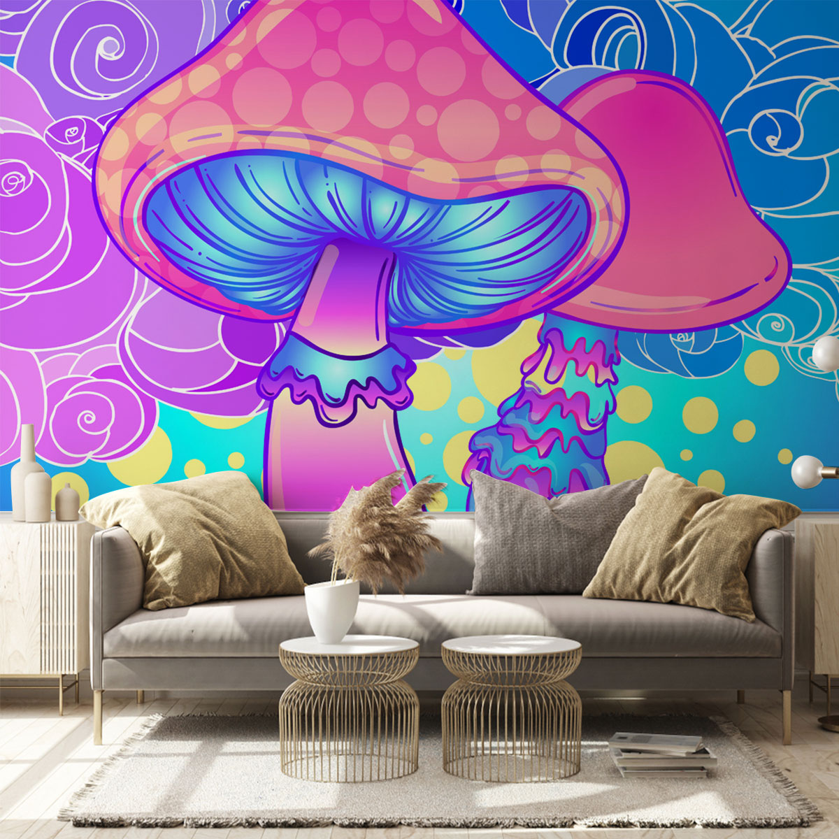 Psychedelic Mushroom Wall Mural