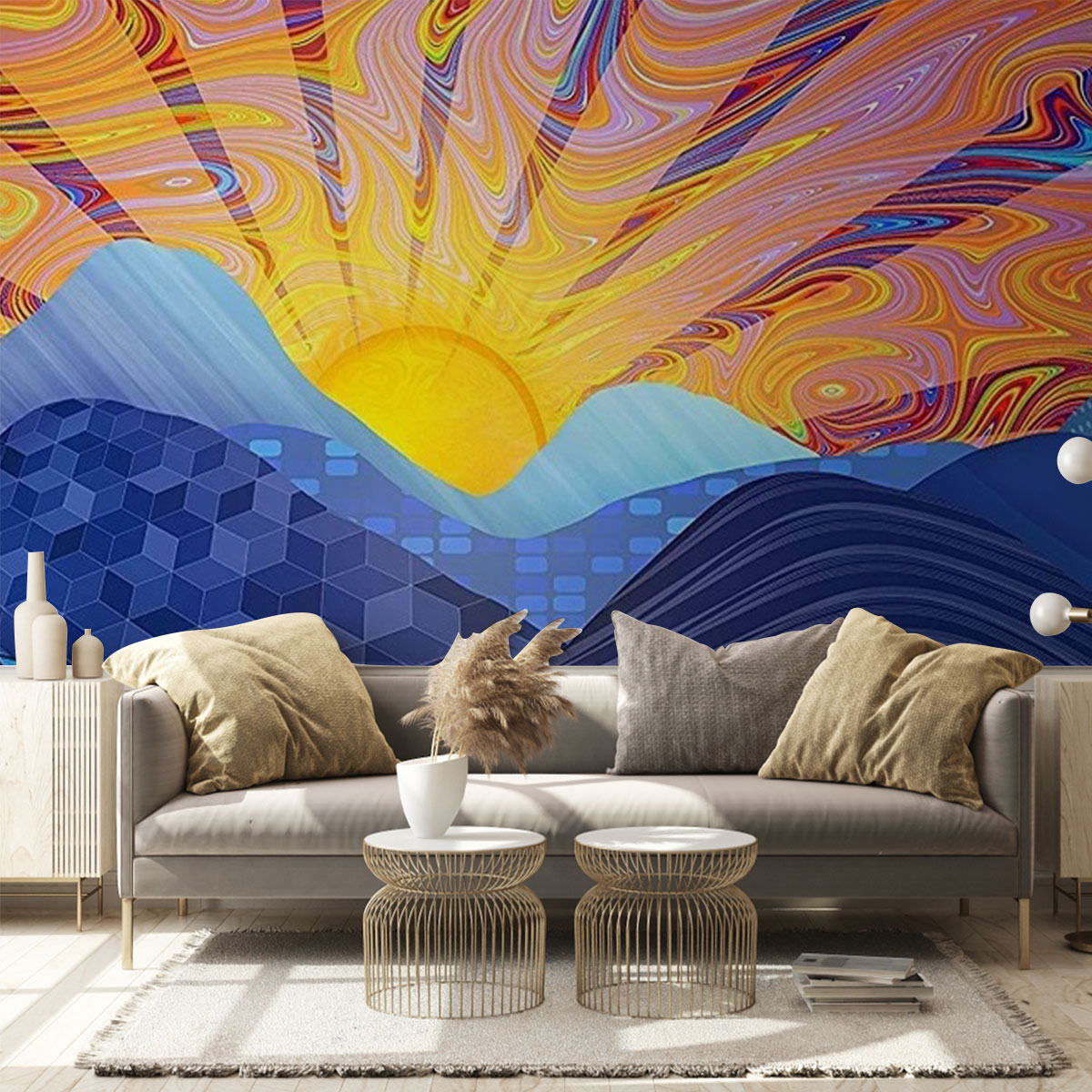 Psychedelic Sunrise Wall Mural