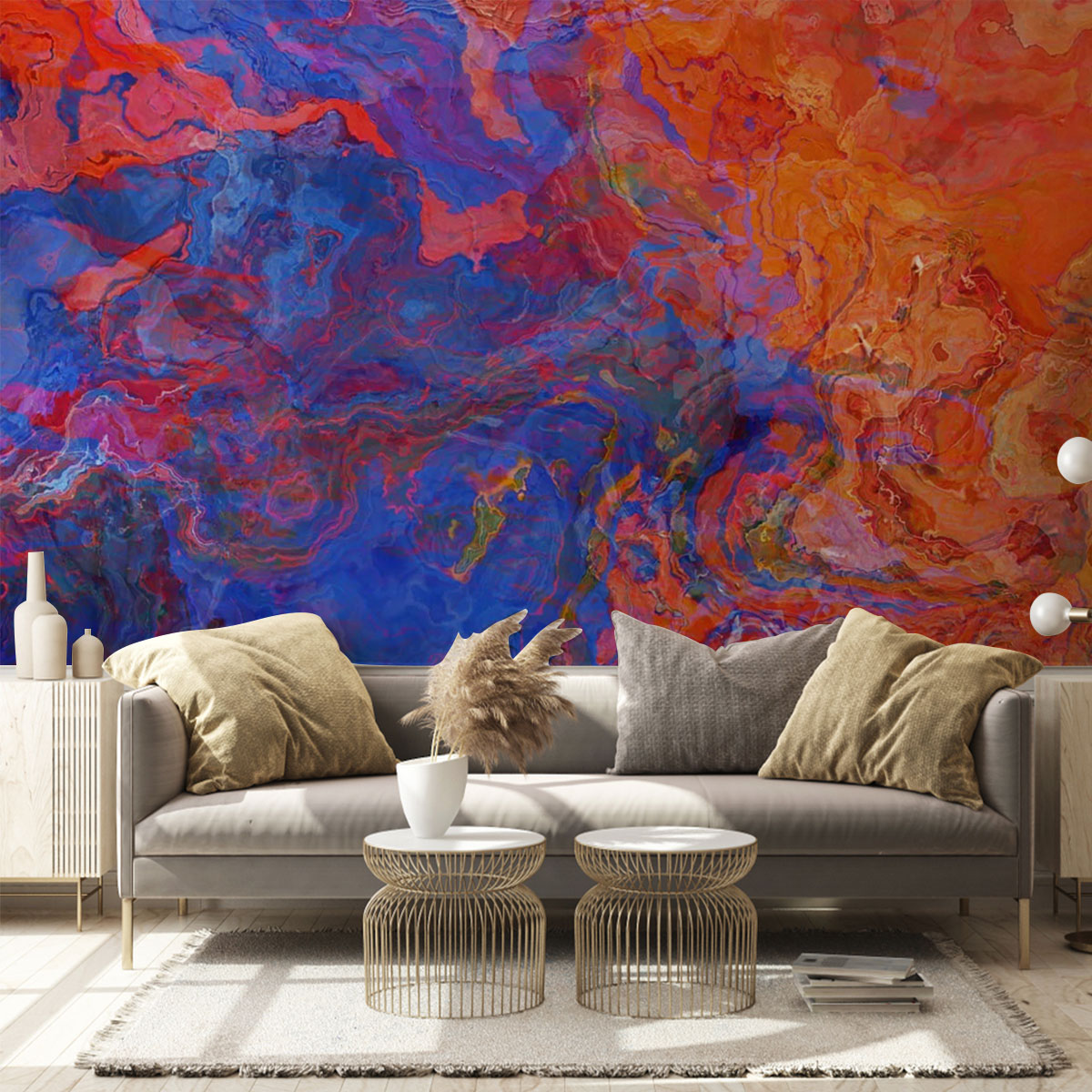 Red And Blue Abstract Wall Mural
