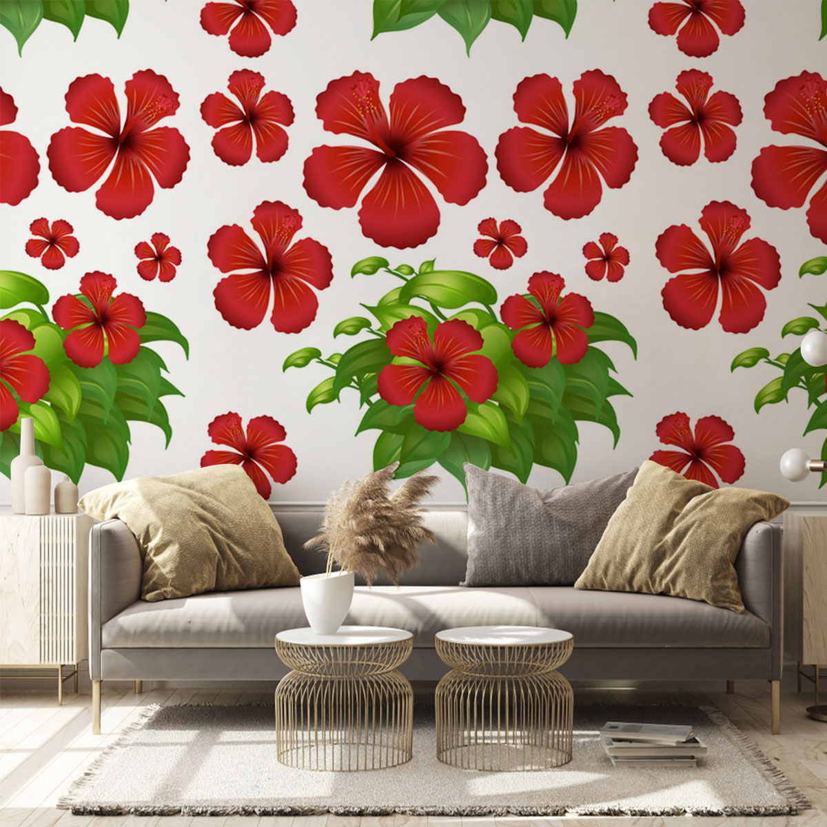 Red Hibiscus Wall Mural