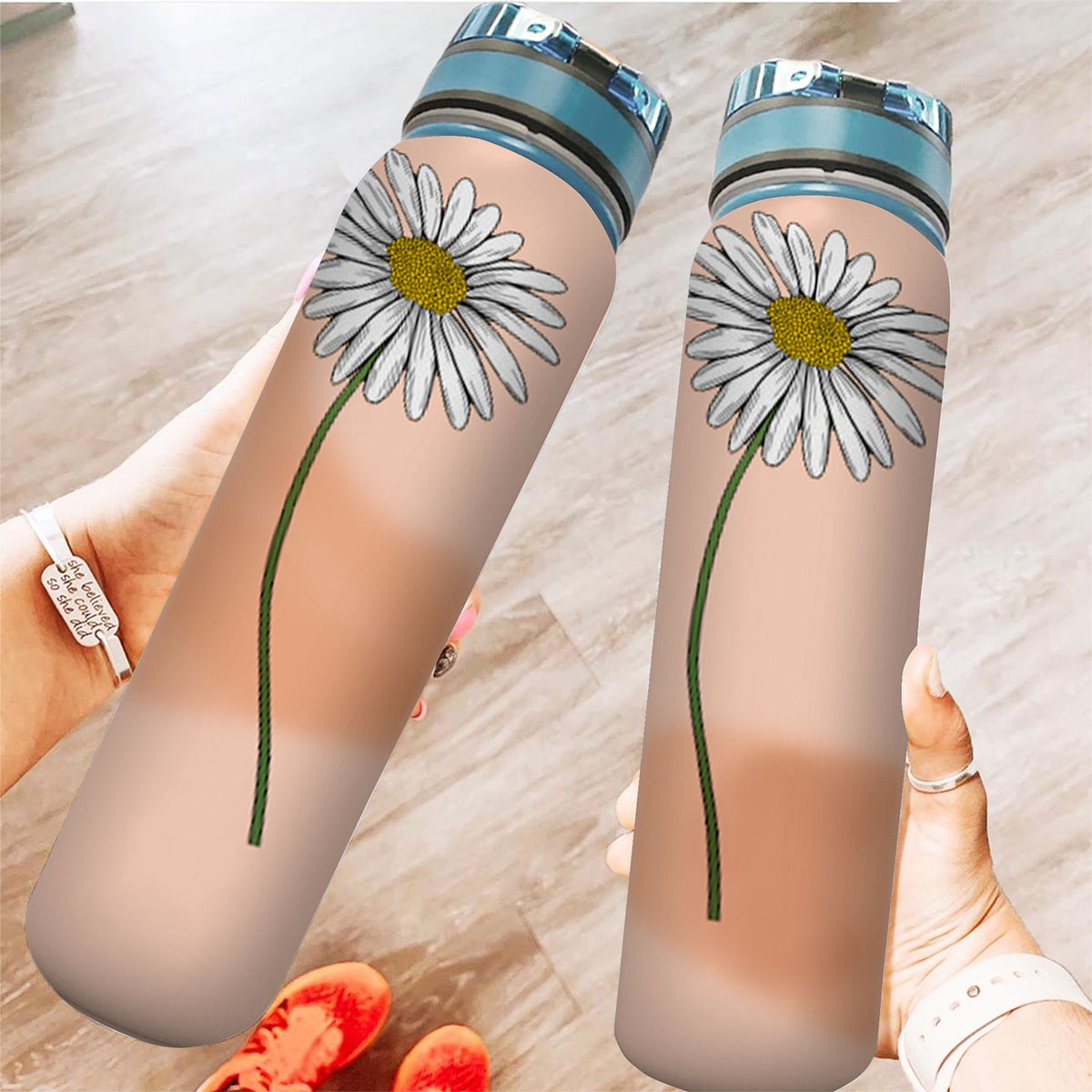 Beige Daisy Tracker Bottle
