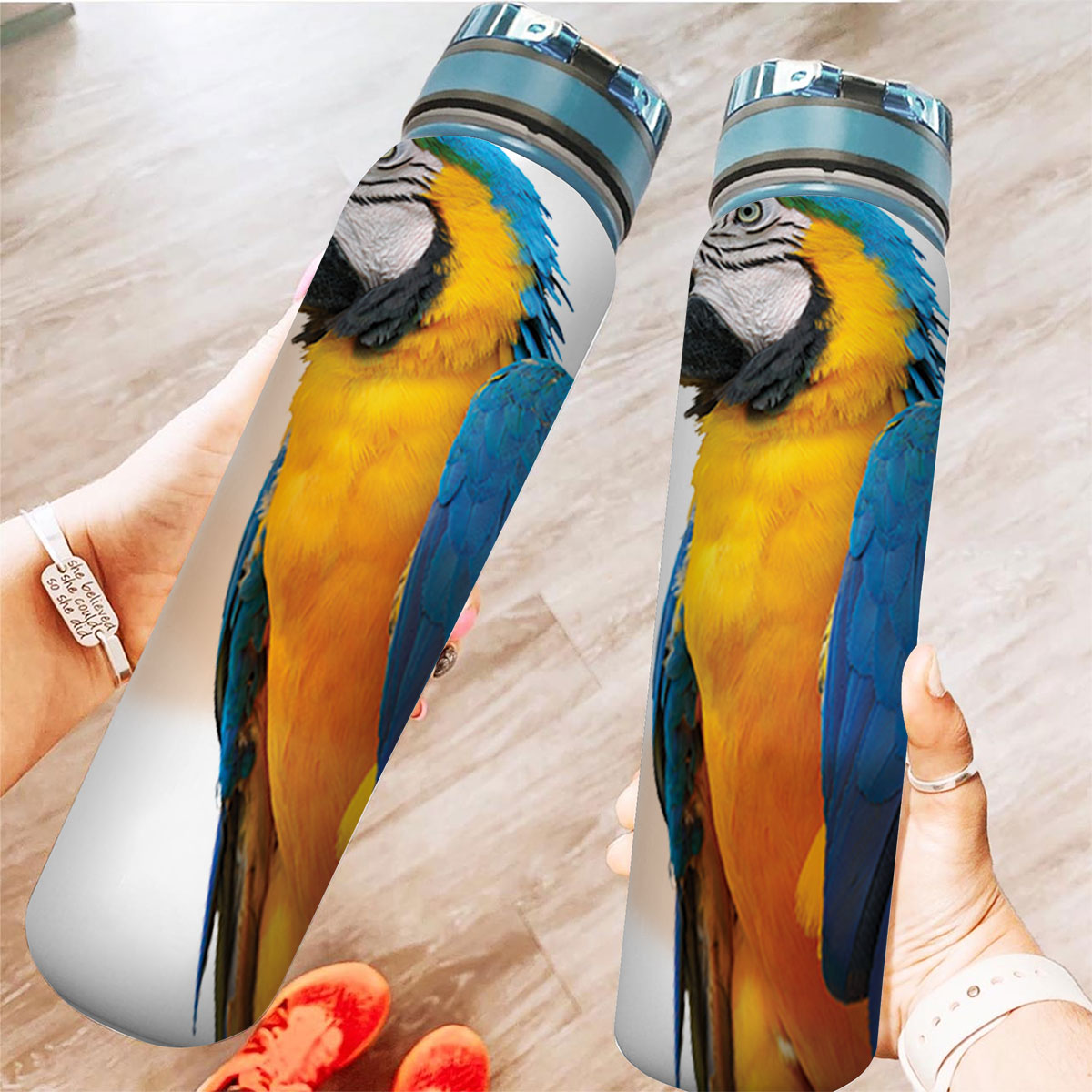 Blue Orange Parrot Tracker Bottle