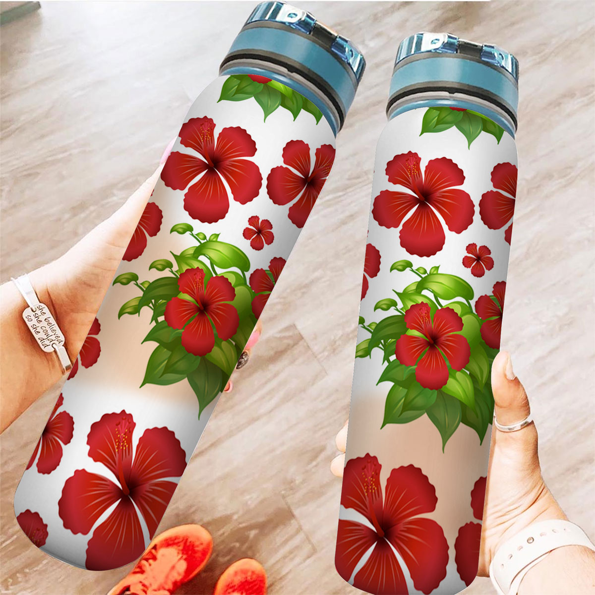 Red Hibiscus Tracker Bottle