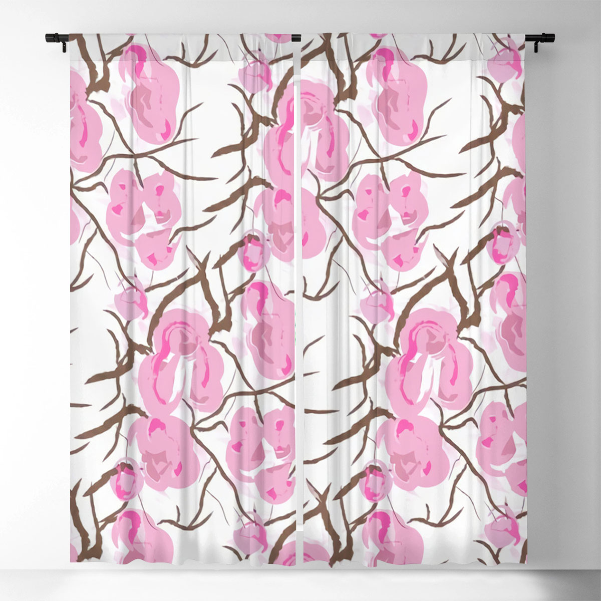 Abstract Cherry Blossom Window Curtain