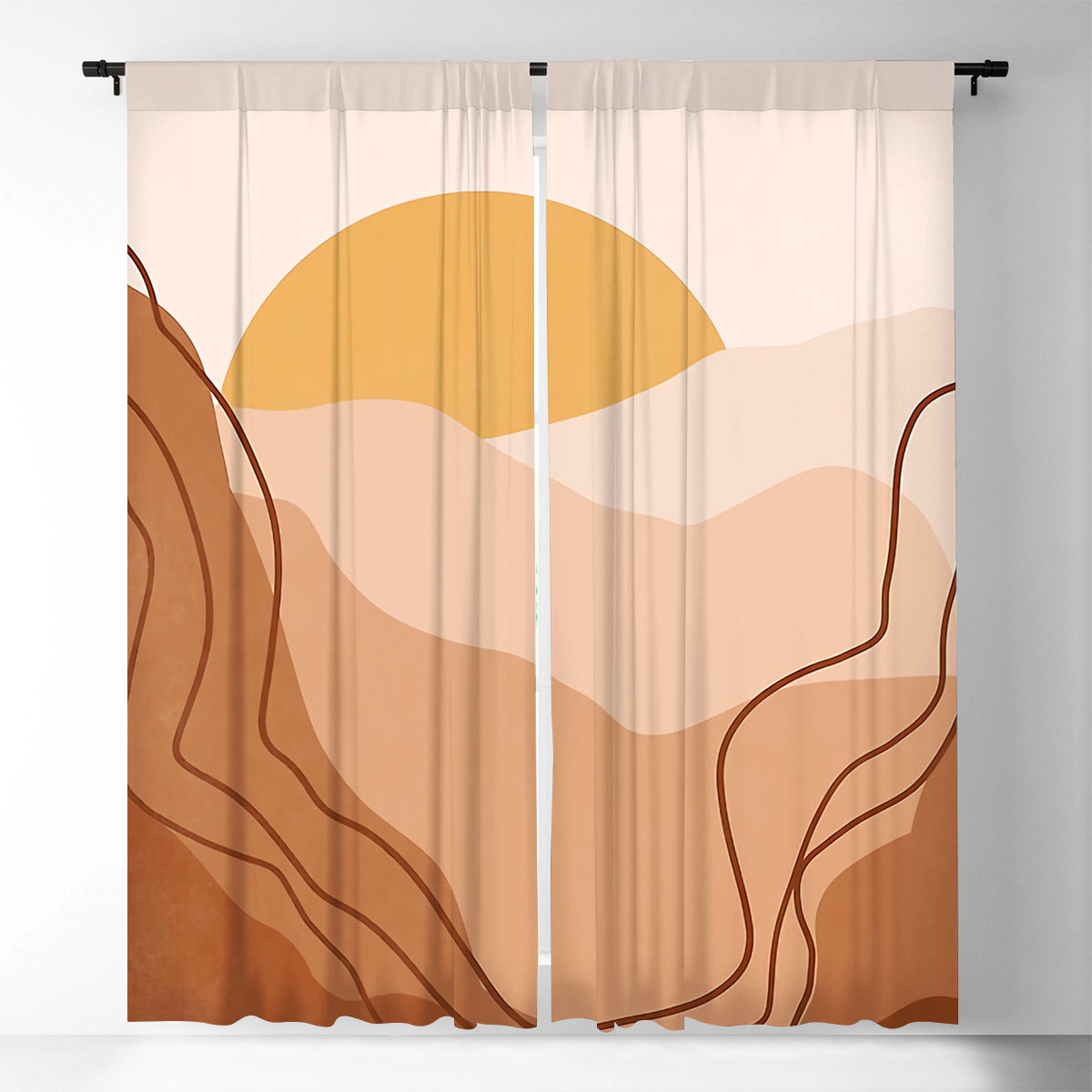 Abstract Colorful Sunset Window Curtain