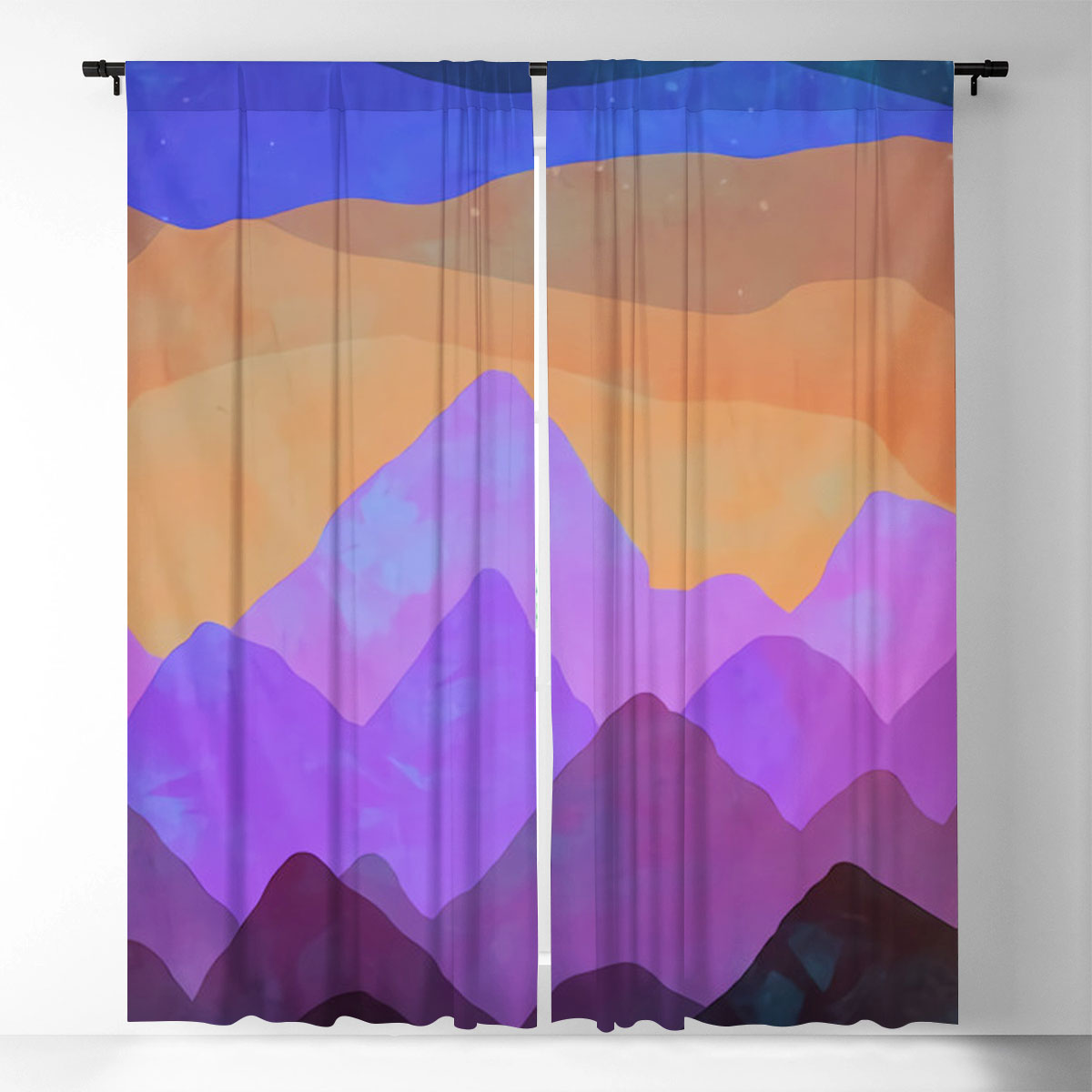 Abstract Mountain Sunset Window Curtain