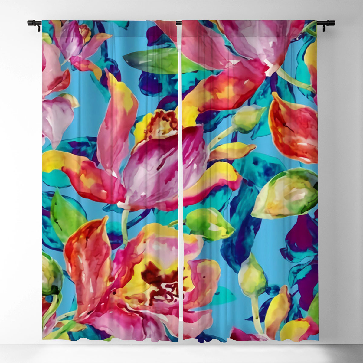 Abstract Orchid Window Curtain