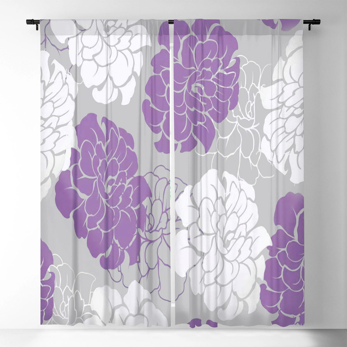 Abstract Purple Peony Window Curtain