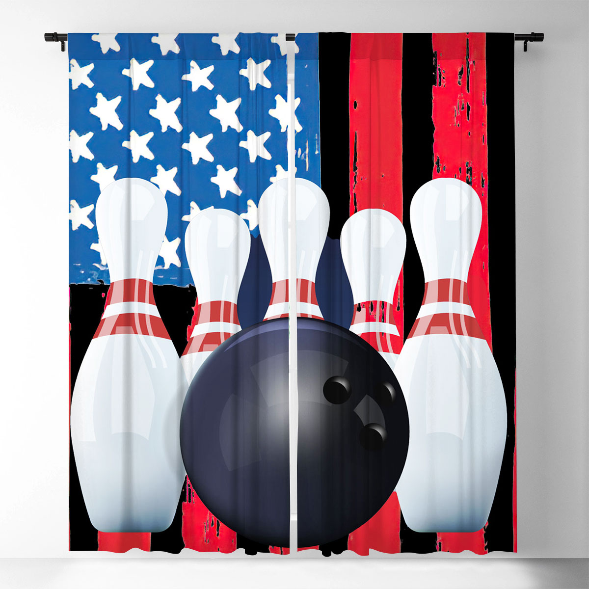 American Flag Bowling Window Curtain