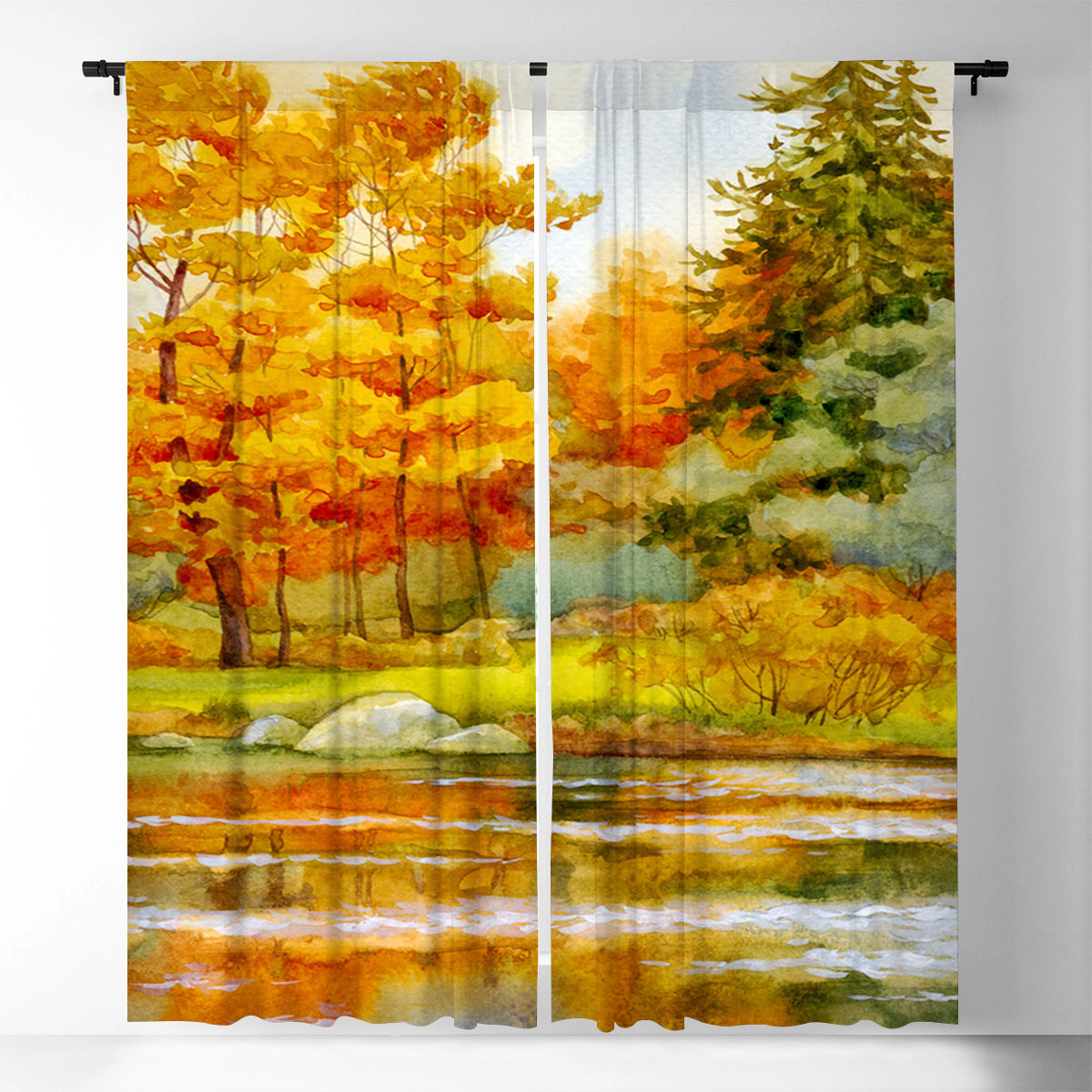 Autumn Forest Window Curtain