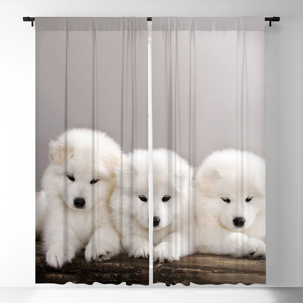 Baby White Dog Window Curtain