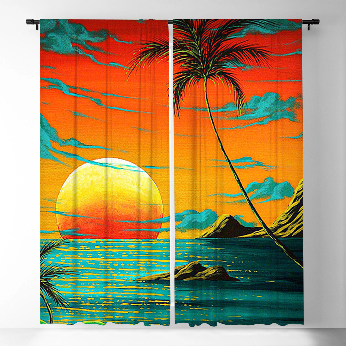 Beach Sunset Window Curtain