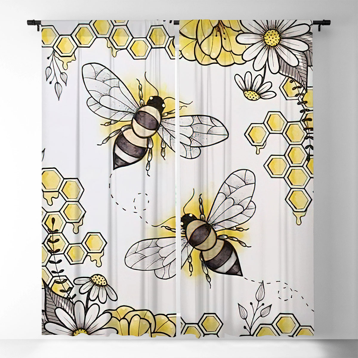Bee With Flower Window Curtain