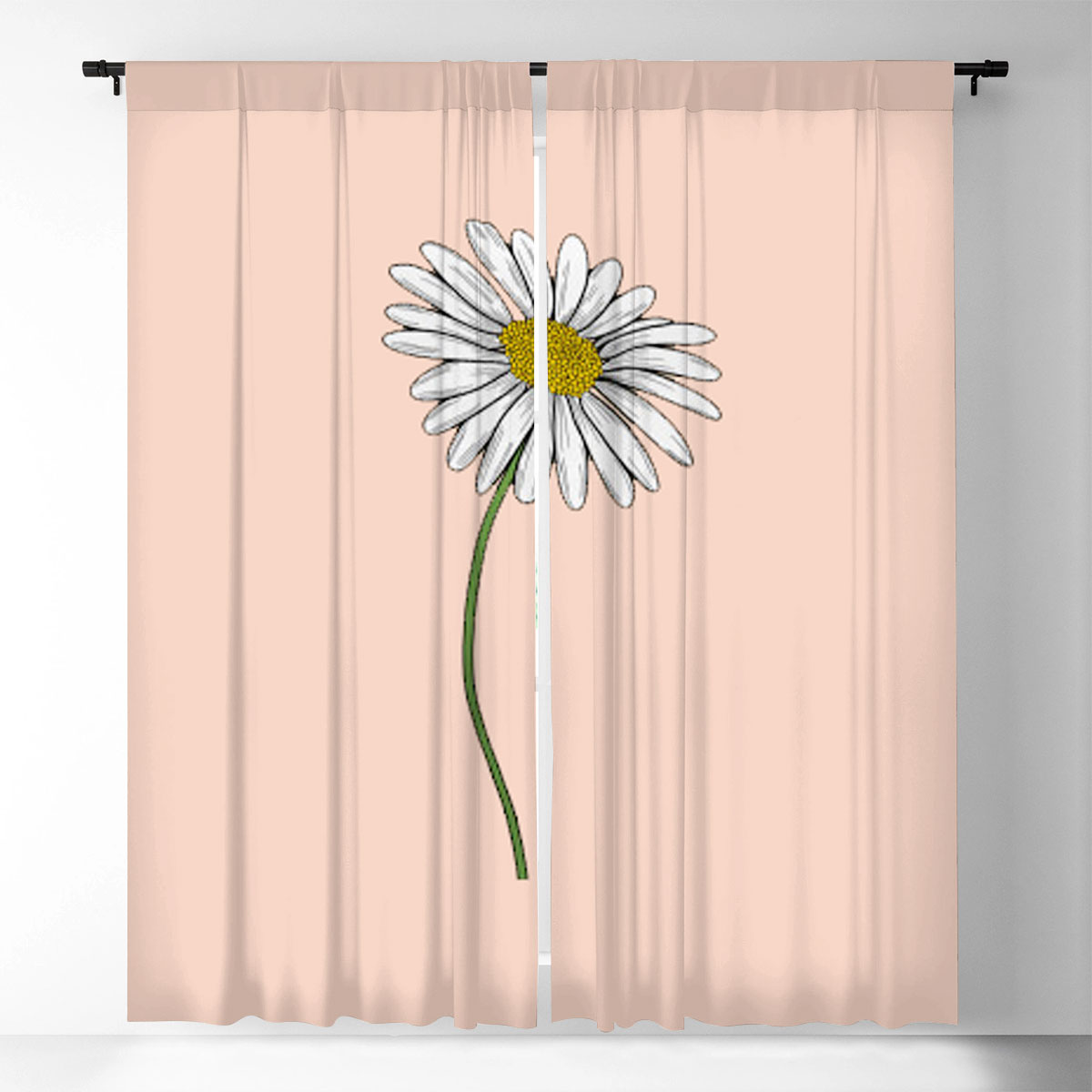 Beige Daisy Window Curtain