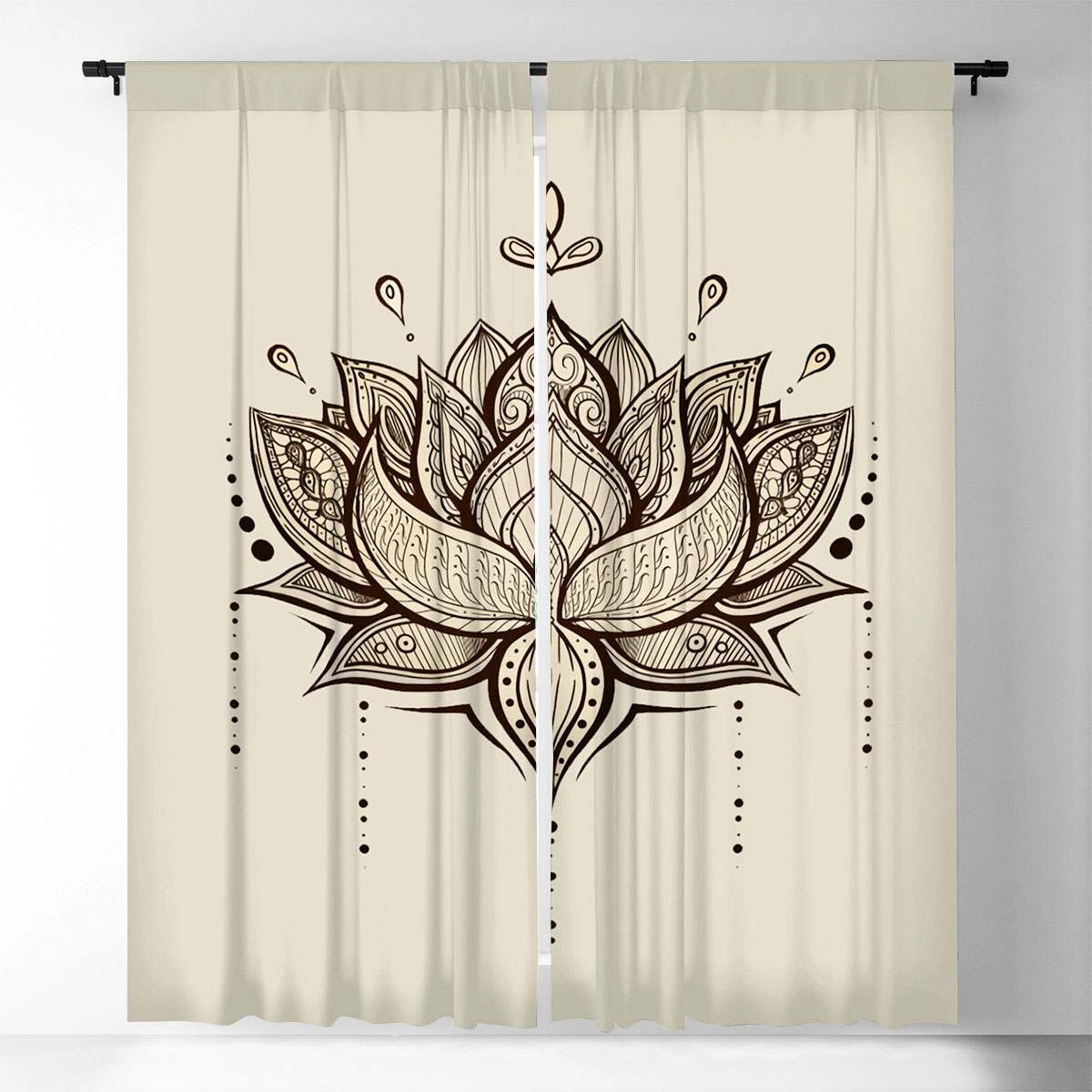 Beige Lotus Window Curtain